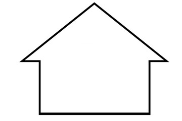Digital png illustration of black house outline with copy space on transparent background