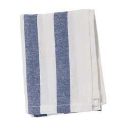 White color folded cotton striped napkin isolated. Kitchen towel top view. Element for design