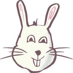 Digital png illustration of smiling bunny on transparent background