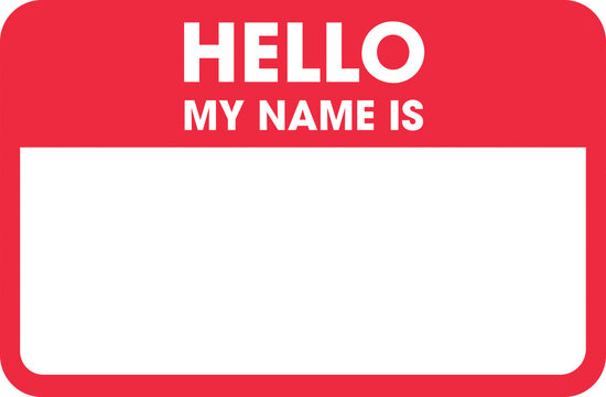 Digital png illustration of red and white name tag with copy space on transparent background