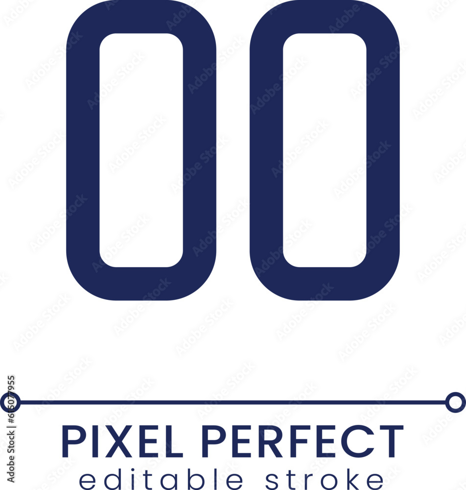 Poster pause pixel perfect linear ui icon. multimedia player control. stop playing. gui, ux design. outline