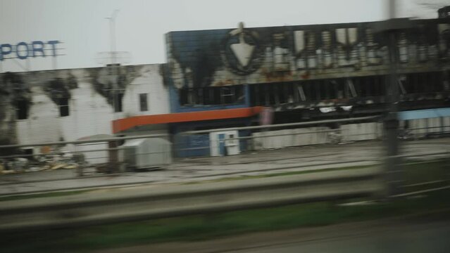 Shopping center destroyed by russian military forces. Bucha 2022