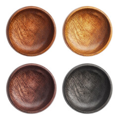 Set of empty wooden bowls, cut out