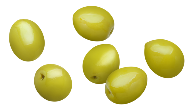 Flying delicious olives cut out