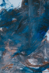 Abstract painting on canvas, painted with brushstrokes of tempera paint.