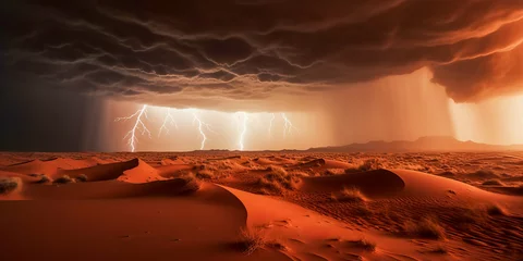 Fototapete Backstein Lightnings in the desert
