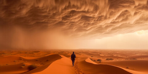 Sandstorm in the desert - obrazy, fototapety, plakaty