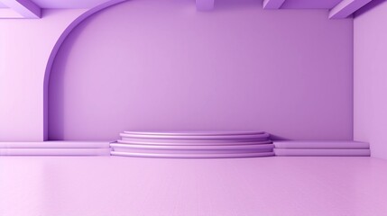A purple background with display podium and space to promote products and services. Generative AI.