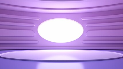 A purple background with display podium and space to promote products and services. Generative AI.