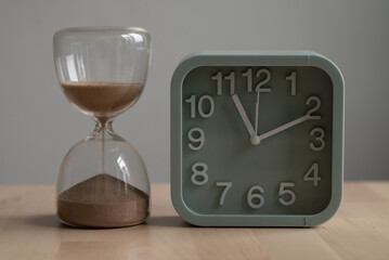 hourglass and clock