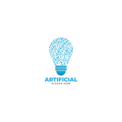 Artificial Intelligence logo design with bulb