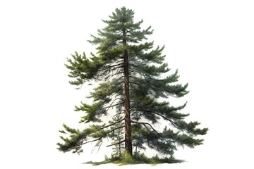 Realistic pine tree on white background, highly detailed Generative AI