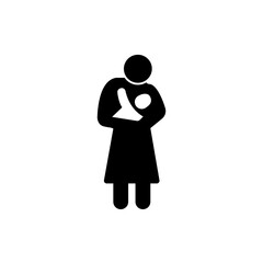 A woman with breast child in her arms, a simple vector icon, a symbol of motherhood