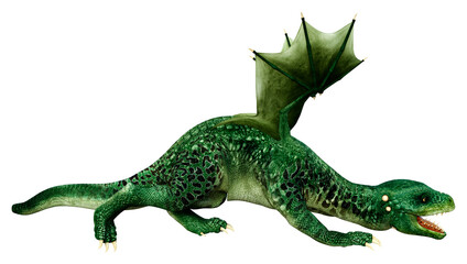 3D Rendering Fairy Tale Dragon on White