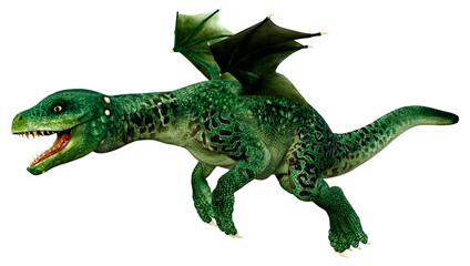 3D Rendering Fairy Tale Dragon on White