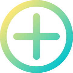 Obraz premium Add button pixel perfect gradient linear ui icon. Circle with cross. Website interactive element. Line color user interface symbol. Modern style pictogram. Vector isolated outline illustration