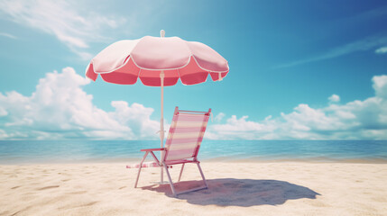 Beach summer Outdoor Beach chair sunglasses with umbrella sunny day sky with clouds amazing blue ocean sea island