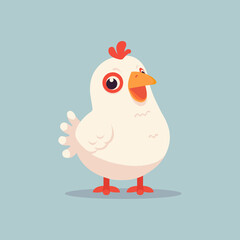 chicken, cute cartoon character, vector illustration