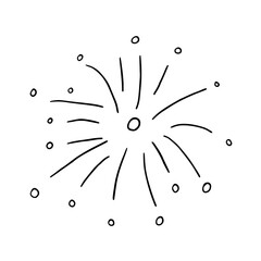 Single trendy element of firecracker in celebration clipart set. Сonfetti, explosion, firecracker, celebration. Great for banners, party, birthday, children's holiday, event, greeting card. Doodle