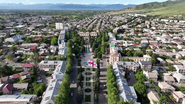 Aerial view of Joseph Stalin Museum in city Gori. Stalin's Homeland