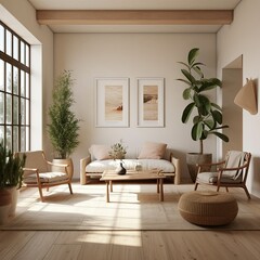Natural Light Living Room with Captivating Canvas Wall Print