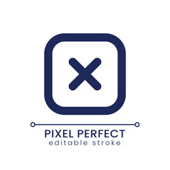 Obraz premium Close button pixel perfect linear ui icon. Leave webpage function. System error. GUI, UX design. Outline isolated user interface element for app and web. Editable stroke. Poppins font used