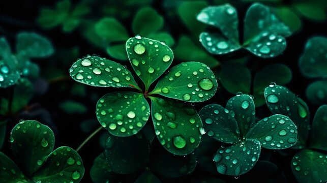 rain drops on green leaf HD 8K wallpaper Stock Photographic Image