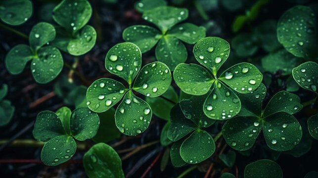 rain drops on a green leaf HD 8K wallpaper Stock Photographic Image