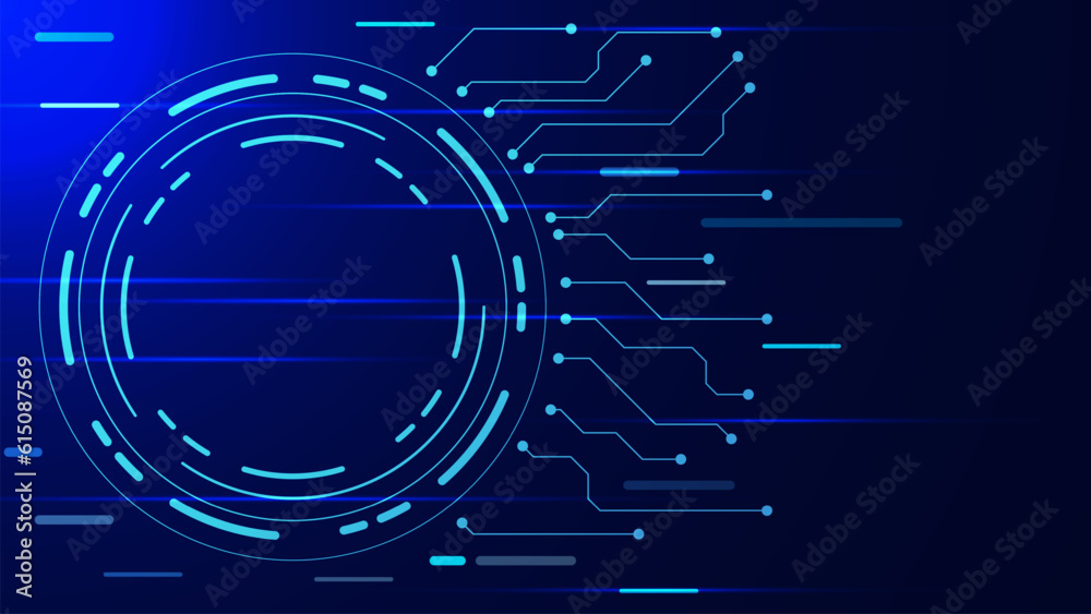 Poster abstract futuristic technology with hud and electronic circuit board. digital big data visualization