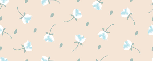 Cute vintage flower nature doodle pattern