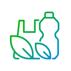 Biodegradable plastic pixel perfect gradient linear vector icon. Materials safe for nature. Eco friendly products. Thin line color symbol. Modern style pictogram. Vector isolated outline drawing