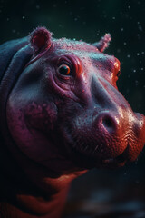 Portrait of Hippopotamus Dramatic and Cinematic Lighting Photography, Generative AI