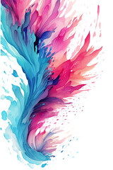 magenta and turquoise swashes, watercolor paint abstract border frame for design layout, isolated on a transparent background, generative ai