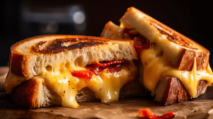 grilled cheese sandwich with blur background