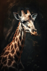 Obraz premium Portrait of Giraffee Dramatic and Cinematic Lighting Photography, Generative AI