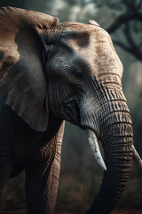 Portrait of Elephant Dramatic and Cinematic Lighting Photography, Generative AI