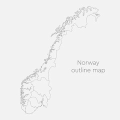 Vector map country Norway divided on regions