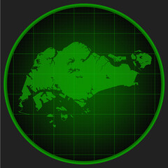 Vector map Singapore on the radar screen
