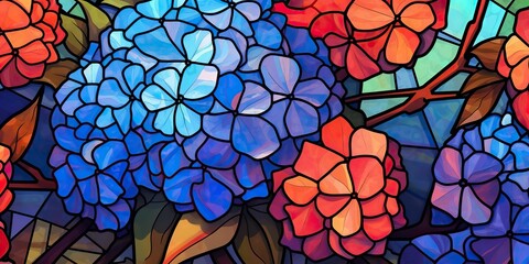 AI Generated. AI Generative. Color vibrant plant flowet blossom blooming abstraact geometric shape. Decoration pattern love romantic nature. Graphic Art