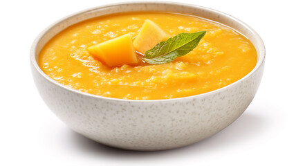 Delicious pumpkin puree soup with mint, for restaurant menus, healthy eating concept