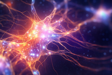 Visual representation of neural pathways, with flowing lines and a blurry background Generative AI