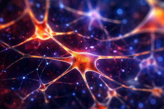 Neuronal network concept, with abstract patterns and a blurry background Generative AI