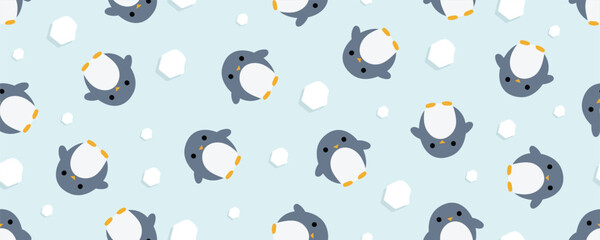 Cute penguin doodle cartoon pattern 