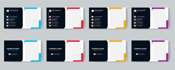 Set of modern creative corporate business card print templates. Personal visiting card with company logo. Vector illustration. Stationery design
