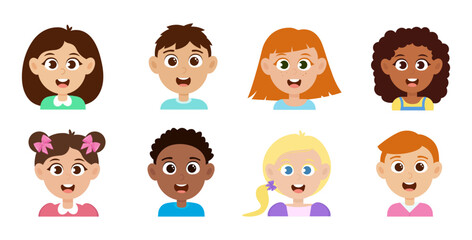 Kids avatar. Happy smiling boy and girl illustration.