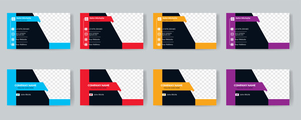 Obraz na płótnie Canvas Double-sided modern creative corporate business card template. Portrait and landscape orientation. Horizontal and vertical layout. Vector illustration