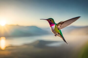 Fototapeta premium Very beautiful bird with an amazing view, created with AI