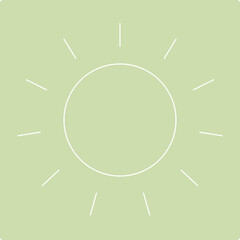 vector icon of the sun on an olive background, single line leaf art, environmental icon of the sun plant , abstract background with sun
