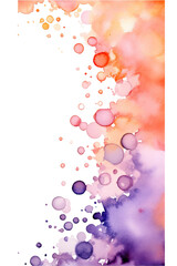 lavender and peach bubbles, watercolor paint abstract border frame for design layout, isolated on a transparent background, generative ai