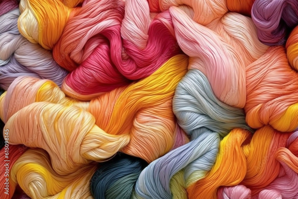 Poster a visually captivating image showcasing artworks created using fabric, fibers, and other textile mat